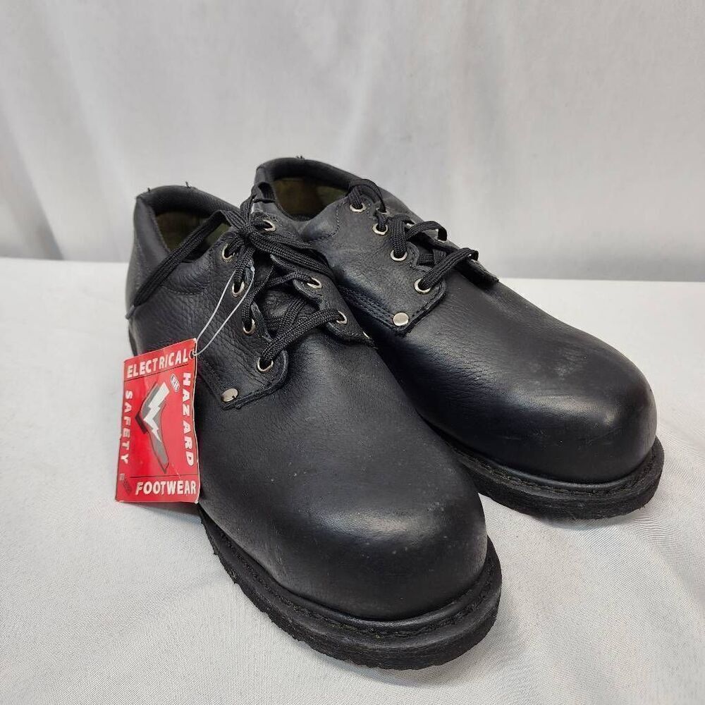 Lehigh Safety Shoes Men's 9 Composite Toe Work Oxford Black Leather Round-Toe
